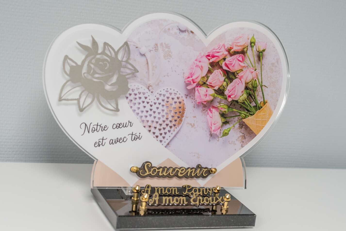 plaque funeraire motif double coeur
